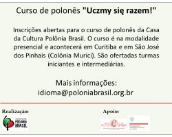 Casa da Cultura Polonia Brasil Zaprasza na Kursy Języka Polskiego